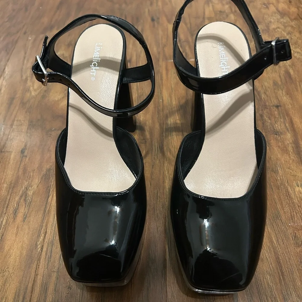 Platform Hells Black Block Heels Party Night Out Club Sexy Costume 90s Spice